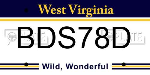 BDS78D West Virginia License Plate