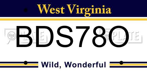 BDS78O West Virginia License Plate