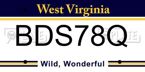 BDS78Q West Virginia License Plate