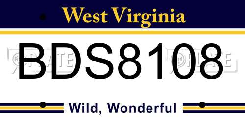 BDS8108 West Virginia License Plate