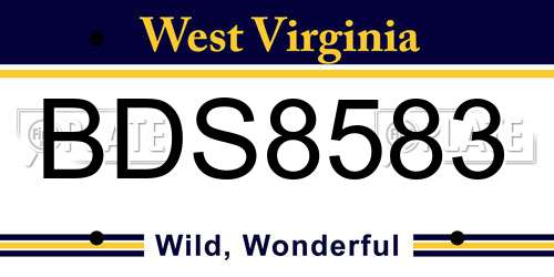 BDS8583 West Virginia License Plate