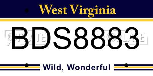 BDS8883 West Virginia License Plate