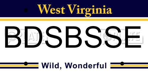 BDSBSSE West Virginia License Plate