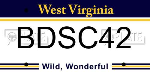 BDSC42 West Virginia License Plate