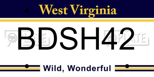 BDSH42 West Virginia License Plate