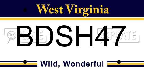 BDSH47 West Virginia License Plate