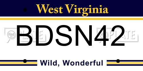 BDSN42 West Virginia License Plate