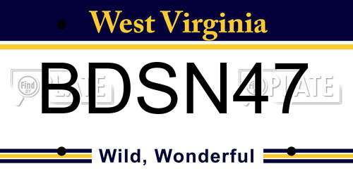 BDSN47 West Virginia License Plate
