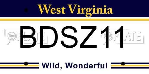 BDSZ11 West Virginia License Plate