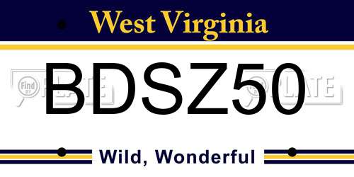BDSZ50 West Virginia License Plate
