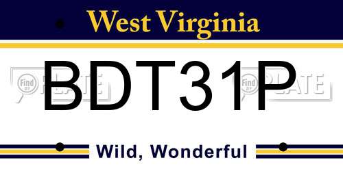 BDT31P West Virginia License Plate