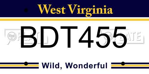 BDT455 West Virginia License Plate