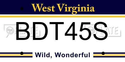 BDT45S West Virginia License Plate