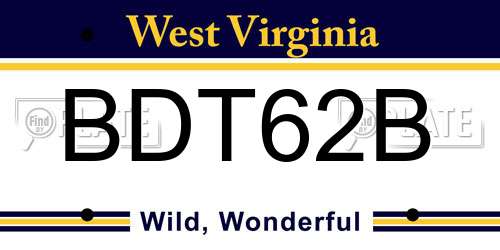 BDT62B West Virginia License Plate