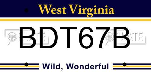BDT67B West Virginia License Plate