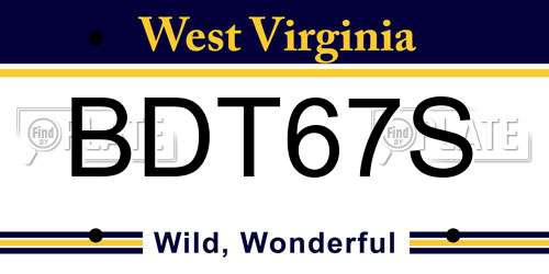 BDT67S West Virginia License Plate