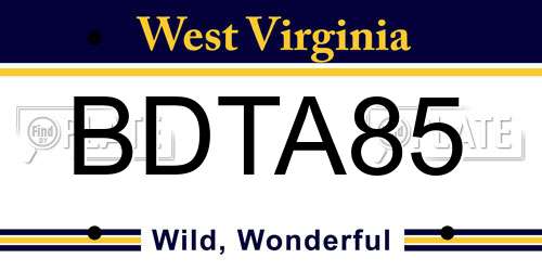 BDTA85 West Virginia License Plate