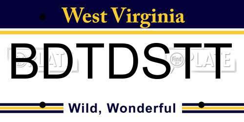BDTDSTT West Virginia License Plate