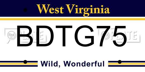 BDTG75 West Virginia License Plate