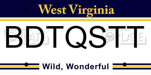 BDTQSTT West Virginia License Plate