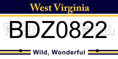 BDZ0822 West Virginia License Plate