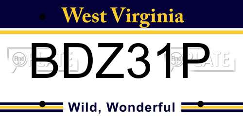 BDZ31P West Virginia License Plate