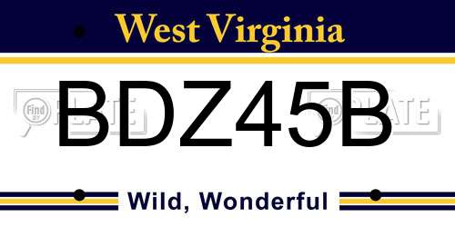 BDZ45B West Virginia License Plate