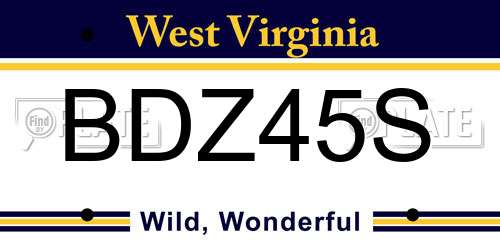 BDZ45S West Virginia License Plate