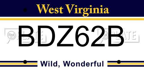 BDZ62B West Virginia License Plate