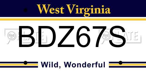 BDZ67S West Virginia License Plate