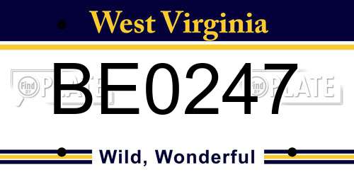 BE0247 West Virginia License Plate
