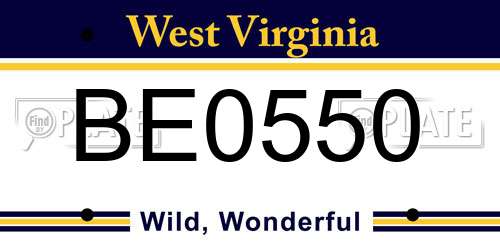 BE0550 West Virginia License Plate