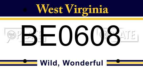 BE0608 West Virginia License Plate