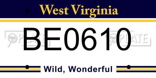 BE0610 West Virginia License Plate