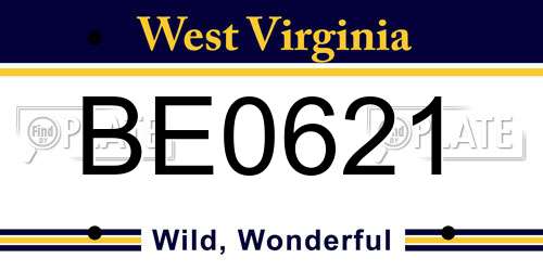 BE0621 West Virginia License Plate