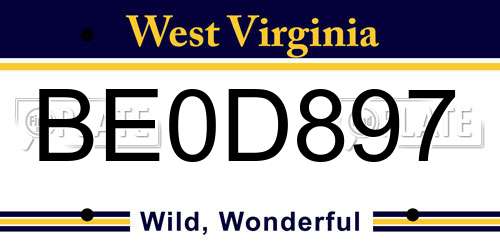 BE0D897 West Virginia License Plate