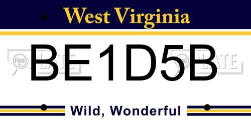 BE1D5B West Virginia License Plate