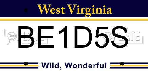 BE1D5S West Virginia License Plate