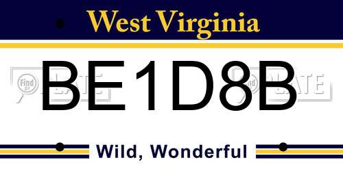 BE1D8B West Virginia License Plate