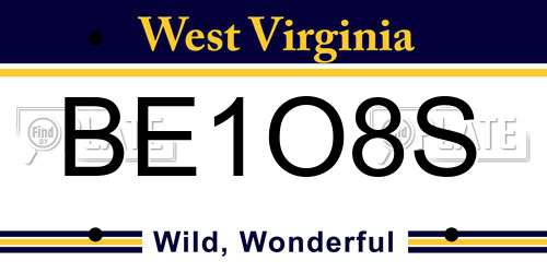 BE1O8S West Virginia License Plate