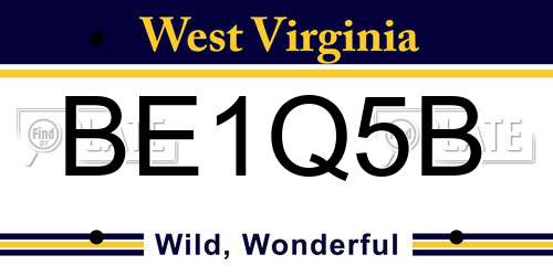 BE1Q5B West Virginia License Plate