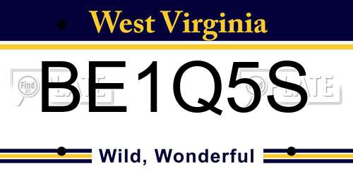 BE1Q5S West Virginia License Plate