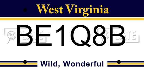 BE1Q8B West Virginia License Plate