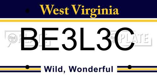 BE3L3C West Virginia License Plate