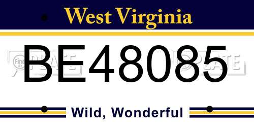 BE48085 West Virginia License Plate