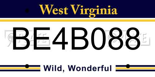 BE4B088 West Virginia License Plate