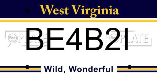 BE4B2I West Virginia License Plate