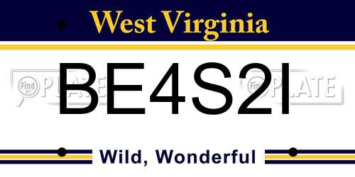 BE4S2I West Virginia License Plate