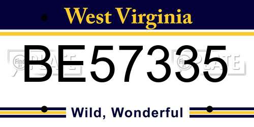 BE57335 West Virginia License Plate