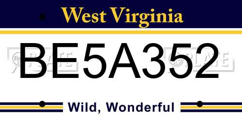 BE5A352 West Virginia License Plate